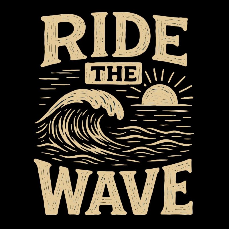 RIDE THE WAVE Vintage Surf Waves Statement