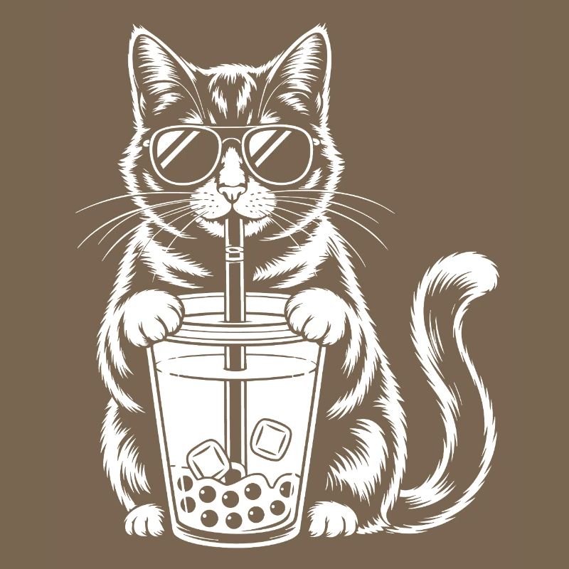 Cat with bubble tea