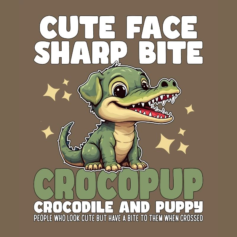 CUTE FACE SHARP BITE - CROCODILE AND PUPPY