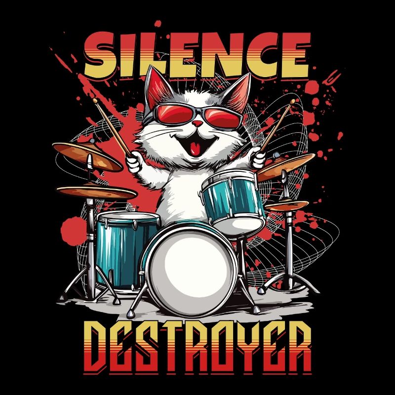 Drums Drums Silence Destroyer Cat Funny