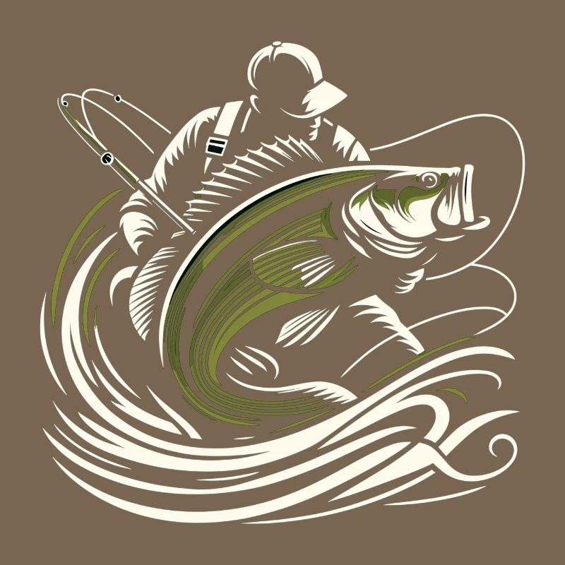 Pêche pêcheur perche poisson géant vert olive cadeau