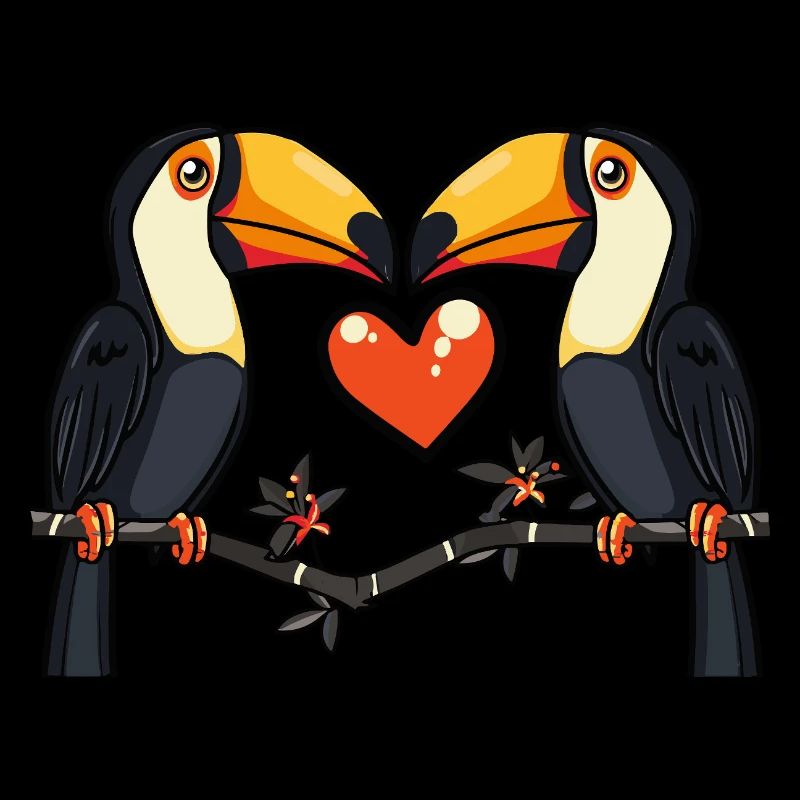 Toucan oiseau couple e Saint-Valentin