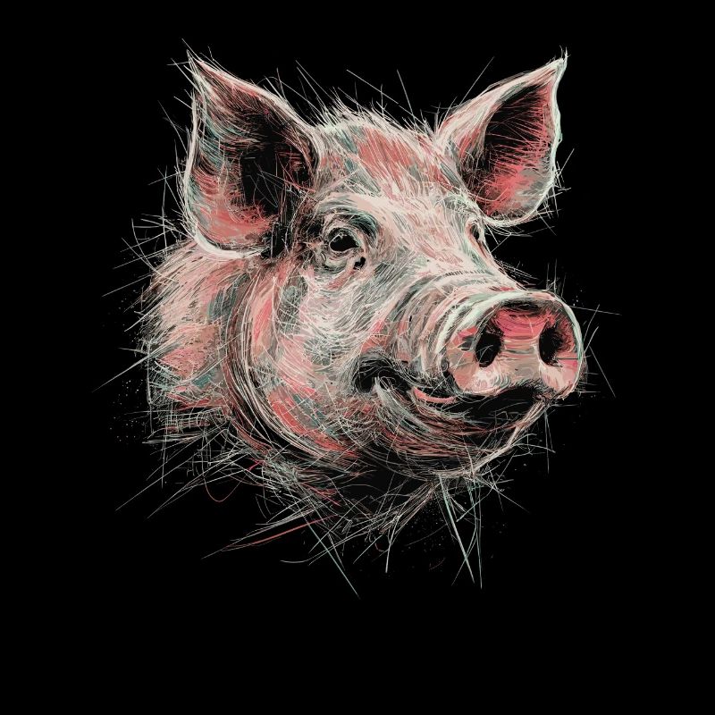 Pig Drawing Abstract Animal Artwork