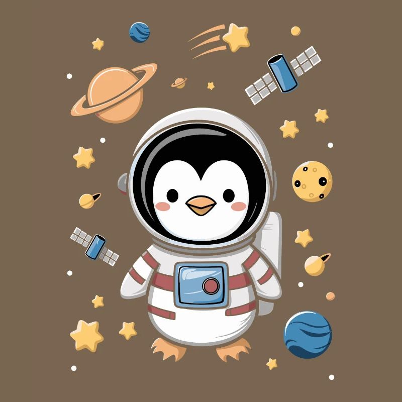 Astronaute d’aventure de pingouin de l’espace