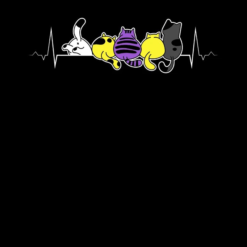 Nonbinary Pride Cats Heartbeat Funny LGBTQ+