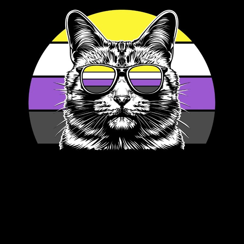 Nonbinary Pride Cat Sunglasses Retro