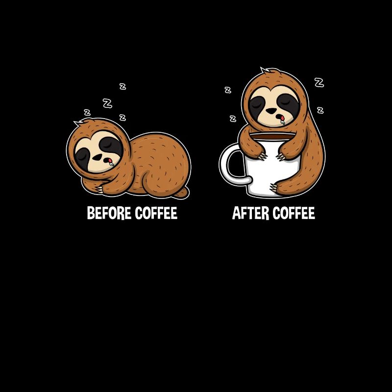 Before Coffe After Coffee Cute sloths