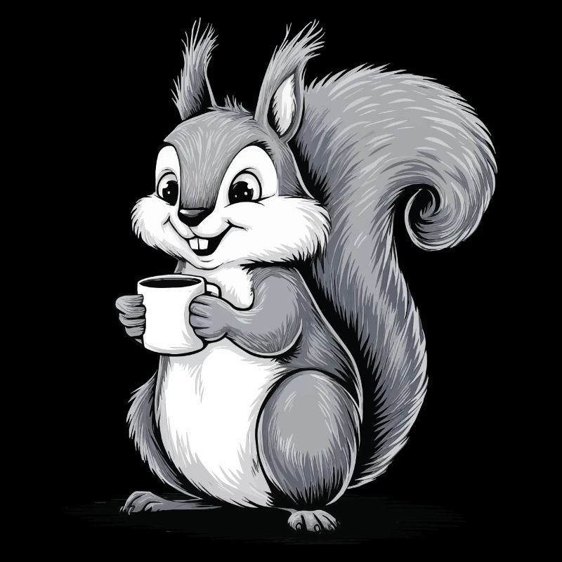 Écureuil Eichhörnchen Boire Café Caféine