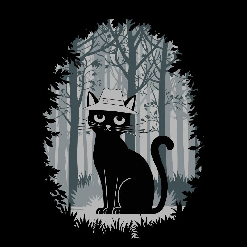 Cottagecore Chat dans les bois avec chapeau
