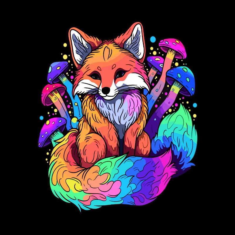 Trippy Fox Art EDM Party Psychedelic Rave