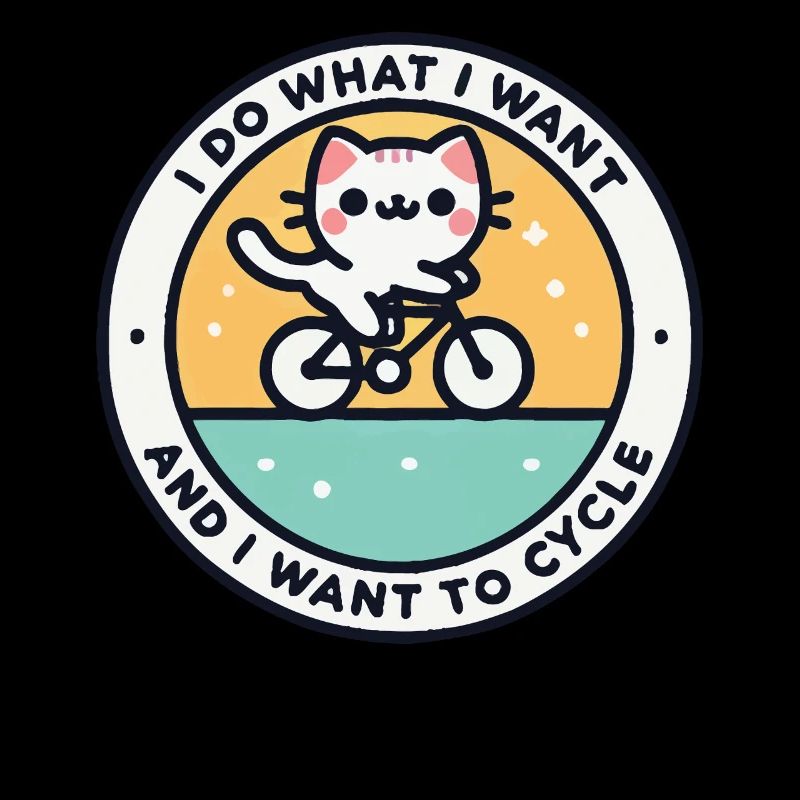 Self-determined cat on bike with statement