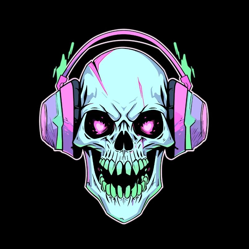 Psychedelic Skull DJ Heavy Music Lover EDM Rave