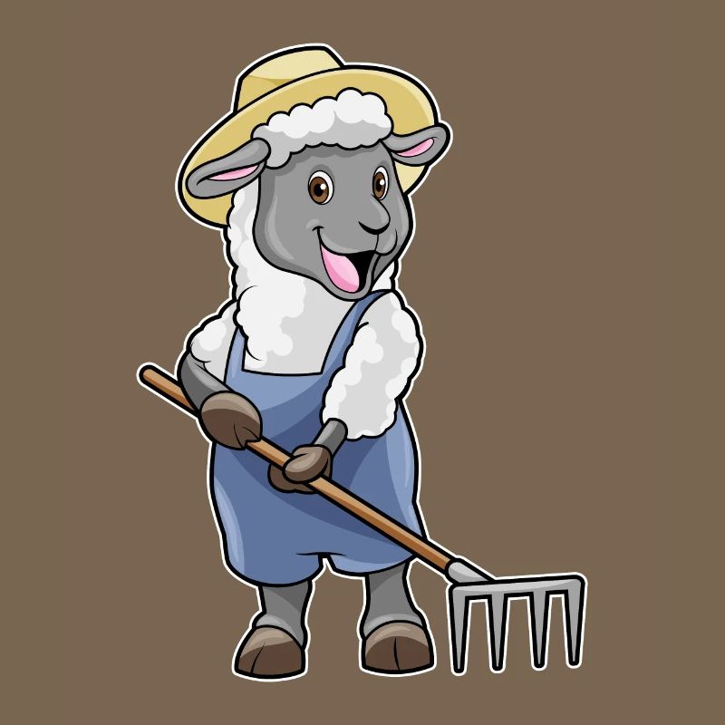 Schaaf as a farmer with rake & hat