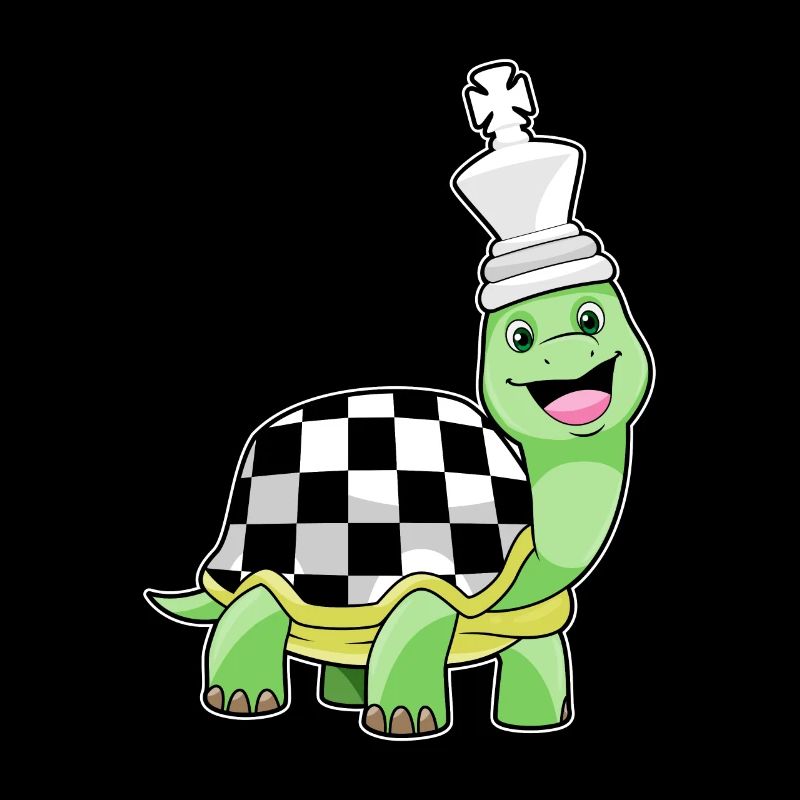 Tortue aux échecs avec échiquier & roi