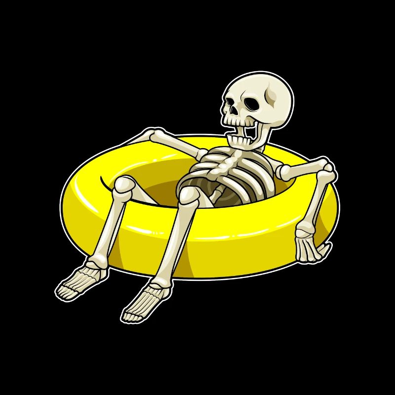 Skeleton while swimming with swimming ring