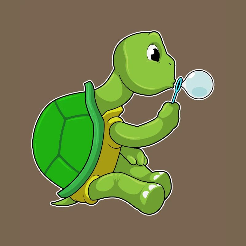 Turtle with soap bubbles