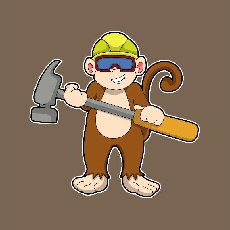 Monkey as a craftsman with a hammer