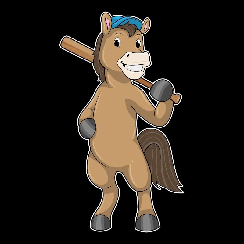 Cheval au baseball avec batte de baseball