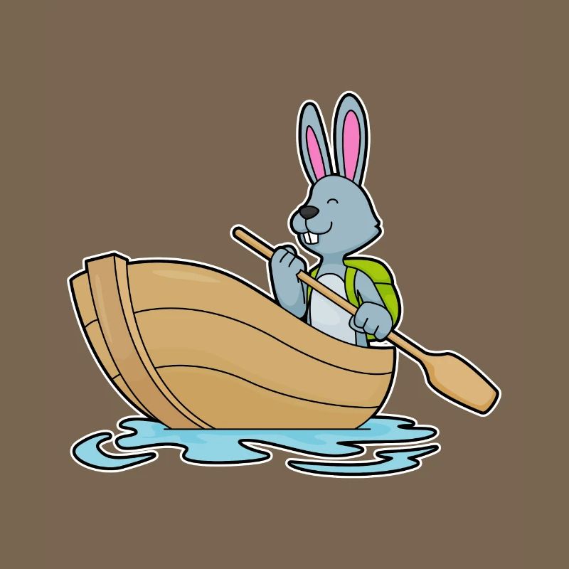 Rabbit with boat & paddle