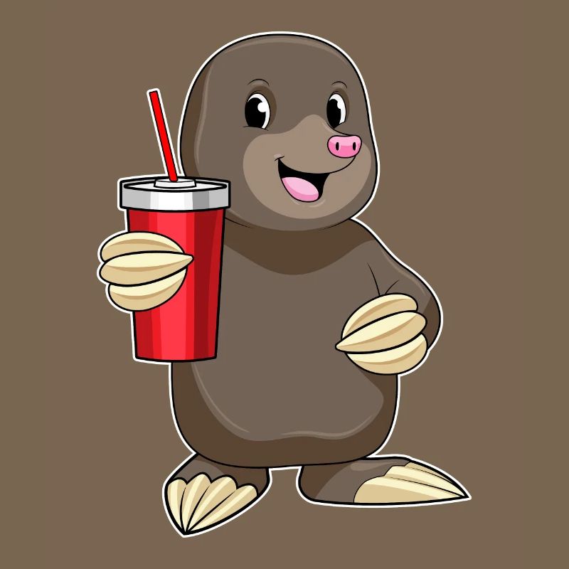 Mole with drinking cup