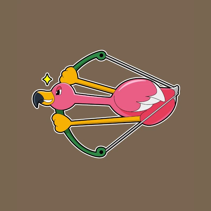 Flamant rose comme une flèche avec arc
