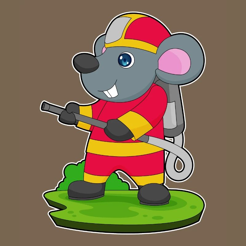 Mouse Firefighter Fire Hose
