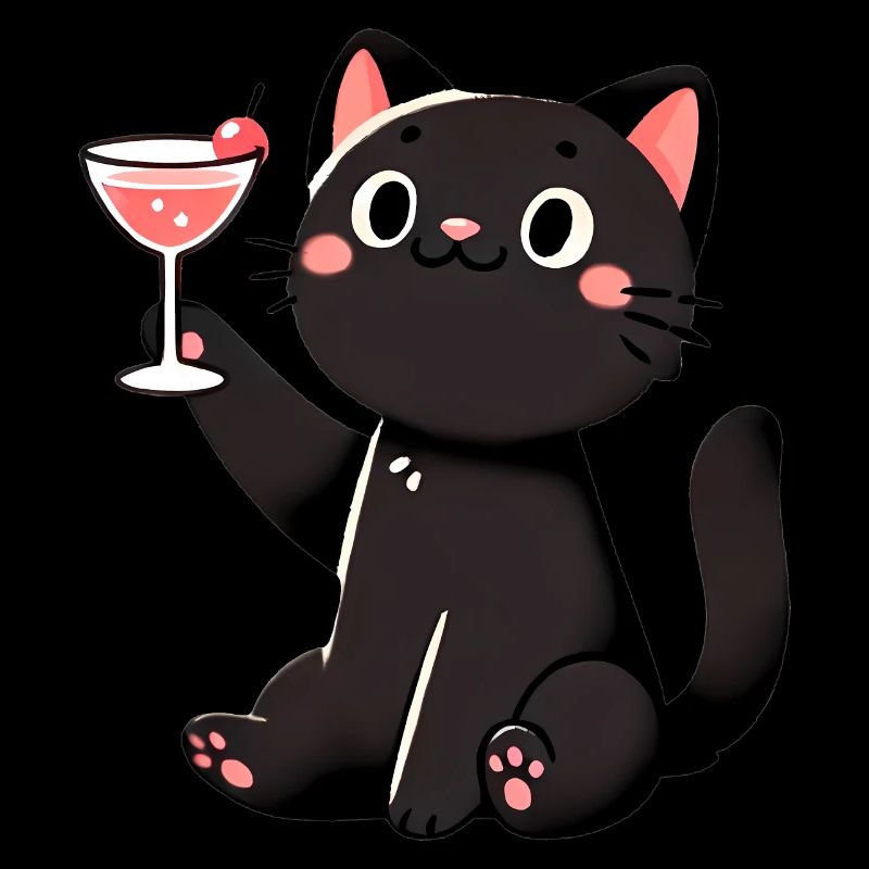 Chat noir heureux avec design de cocktail