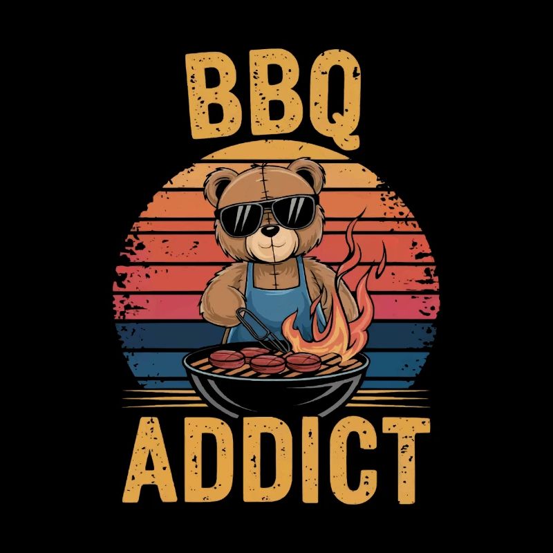 Teddy bear grilling a BBQ on the grill