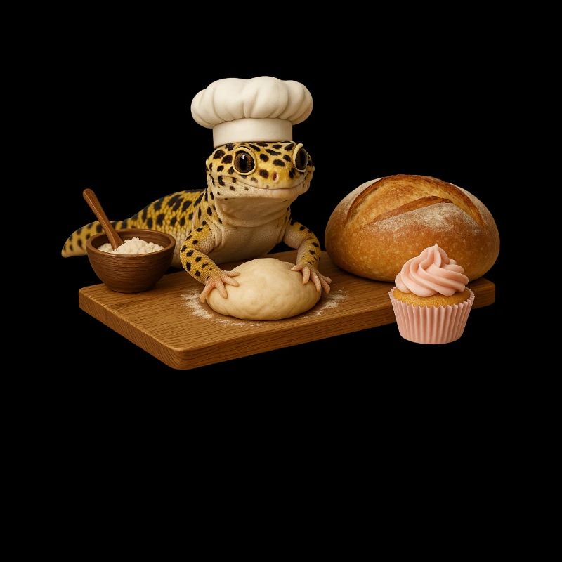 Leopard Gecko Baking Cake Bread