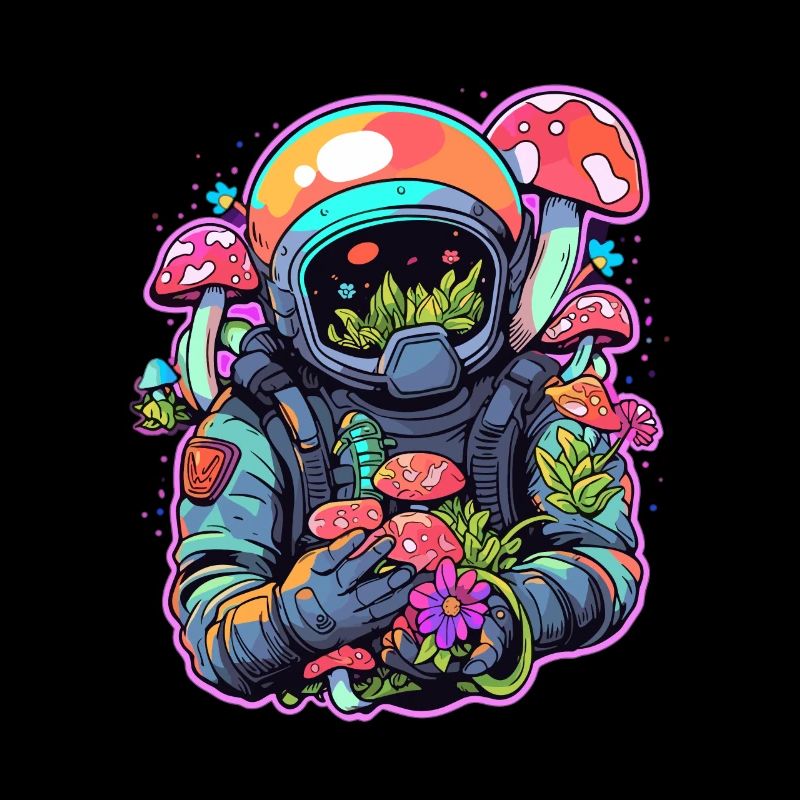 Psychédélique Astronaute Champignon Art Trippy Raver DJ