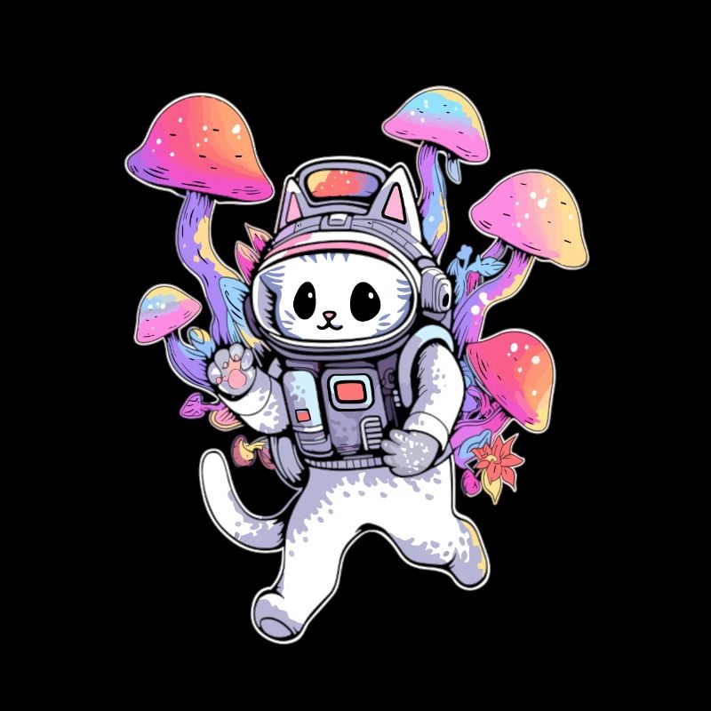 Trippy Party Astronaute Kitty EDM Rave Champignon