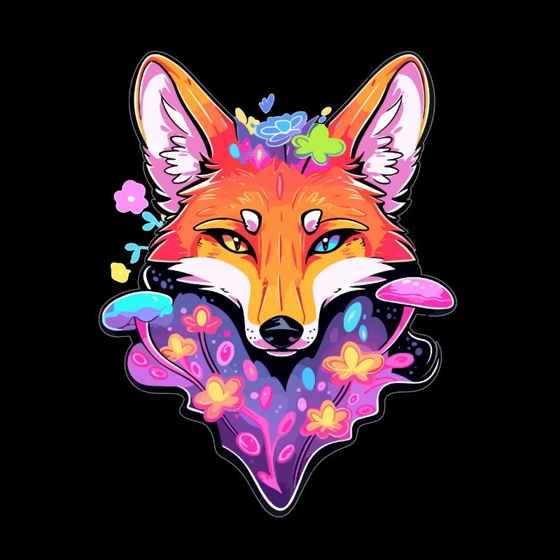 Fox Lover Trippy Forest Art Psychedelic Rave