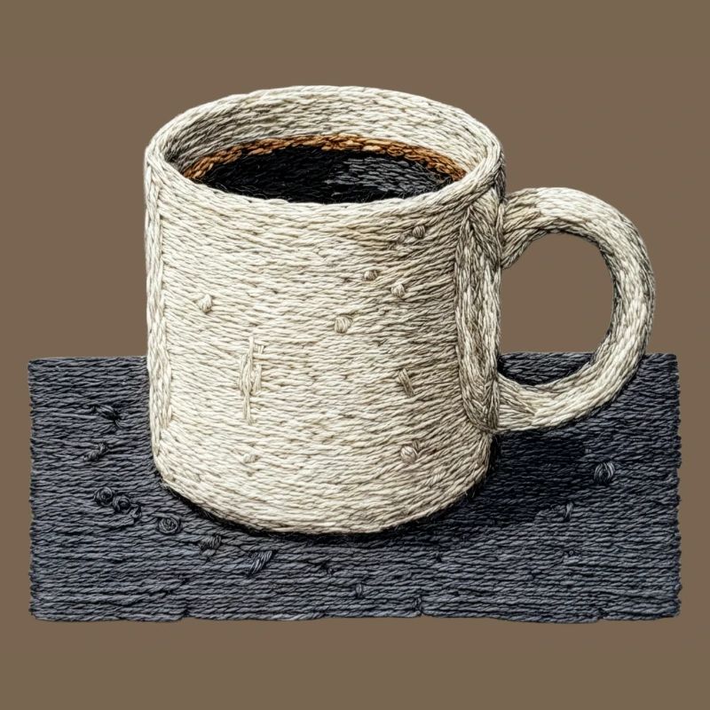 Embroidered mug filter coffee slow coffee (printed)