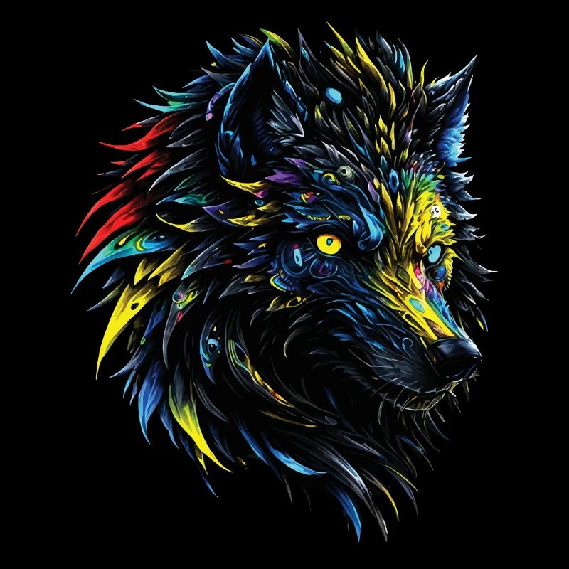 Wolf Liebhaber Wildtier Kunst Wolf Bunt Tier