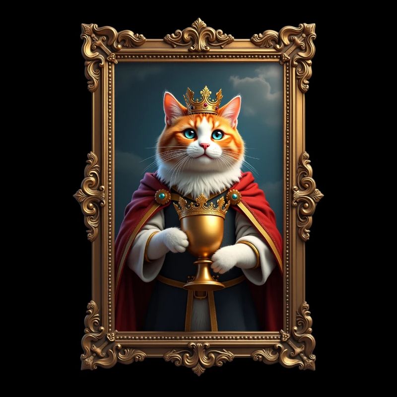 Medieval Cat in Picture Frame Art Crown