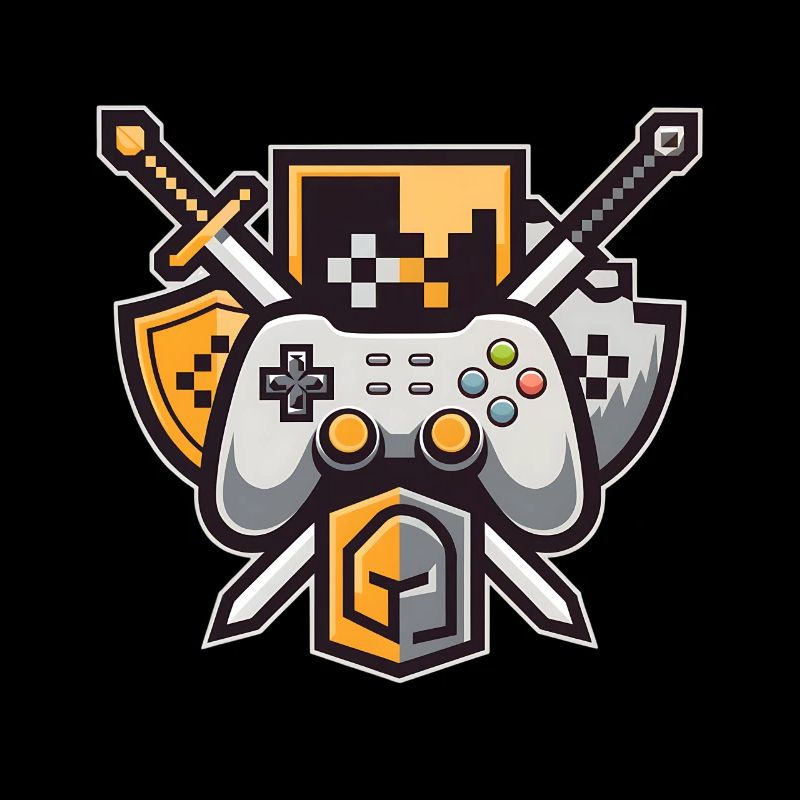 Gaming Logo – Pixel Art Controller and Sword