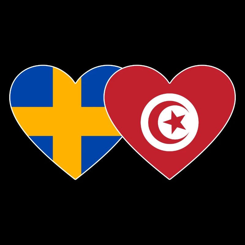 Suède Tunisie Drapeau Coeur