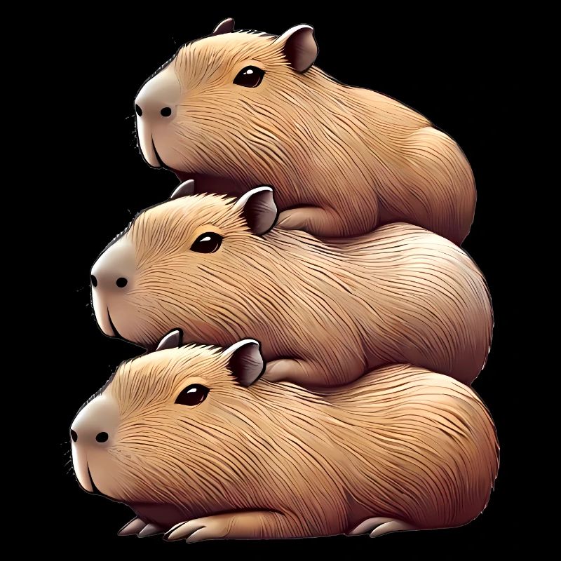 Stacked Capybara Family Illustration