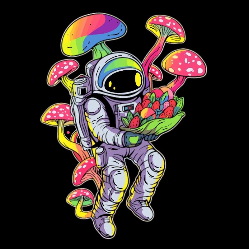 Champignon Astronaute Art EDM Forêt Trippy Rave