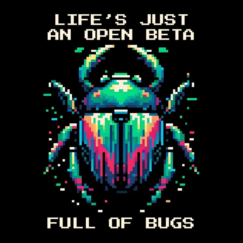 Bug Life Beta Bugs Retro Pixel Art Humor Gaming