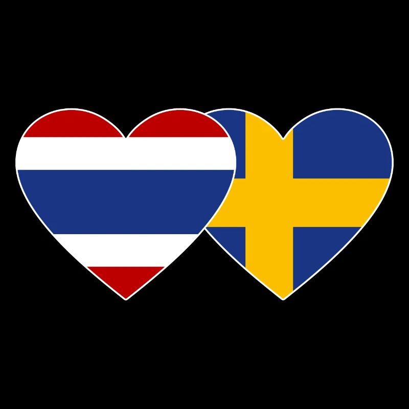 Thaïlande Suède Drapeau Coeur