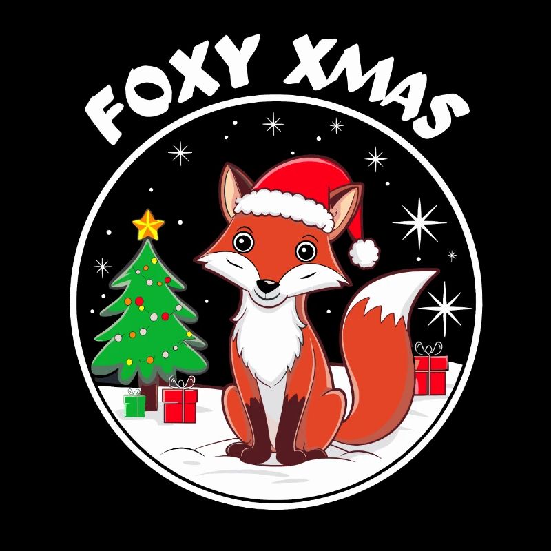 Cute Fox with Santa Hat Foxy Xmas