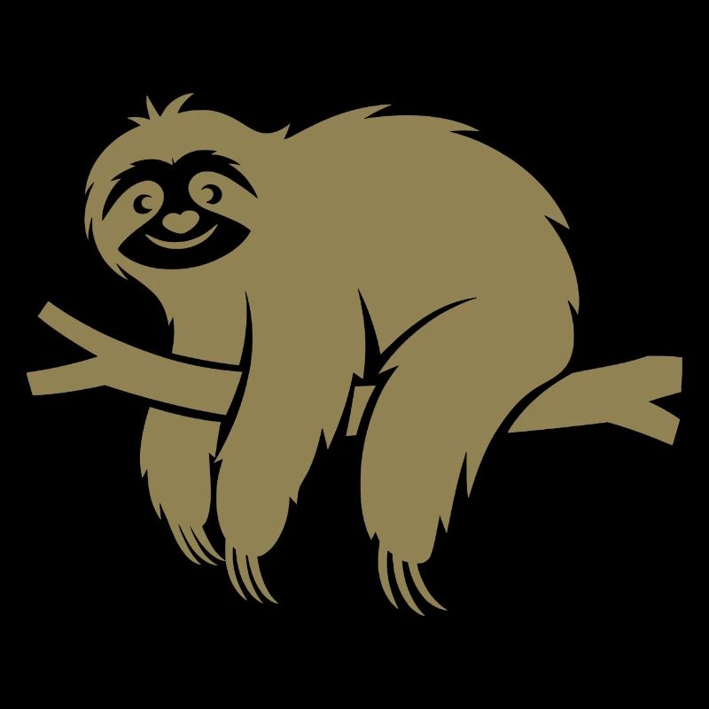 Minimalist sloth relaxing on a branch