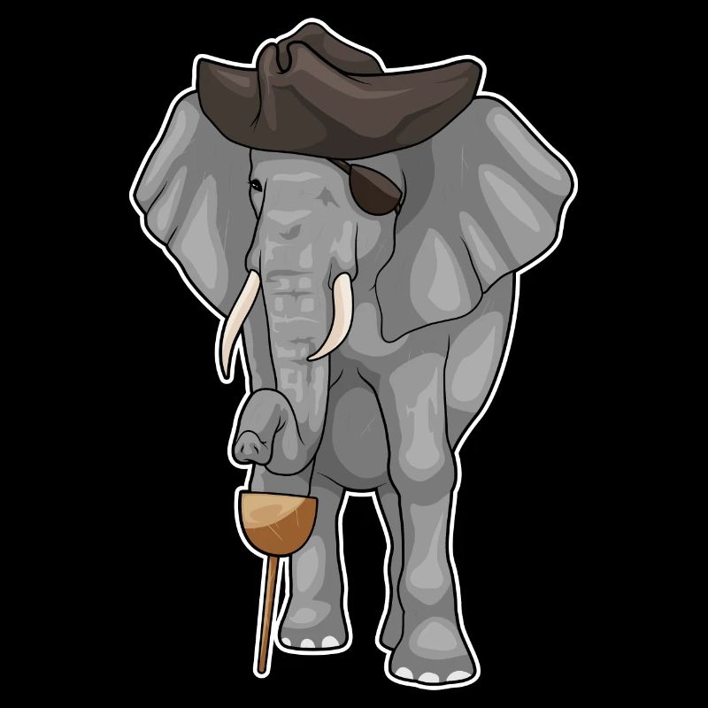 Elephant Pirate Wooden Leg Eye Patch
