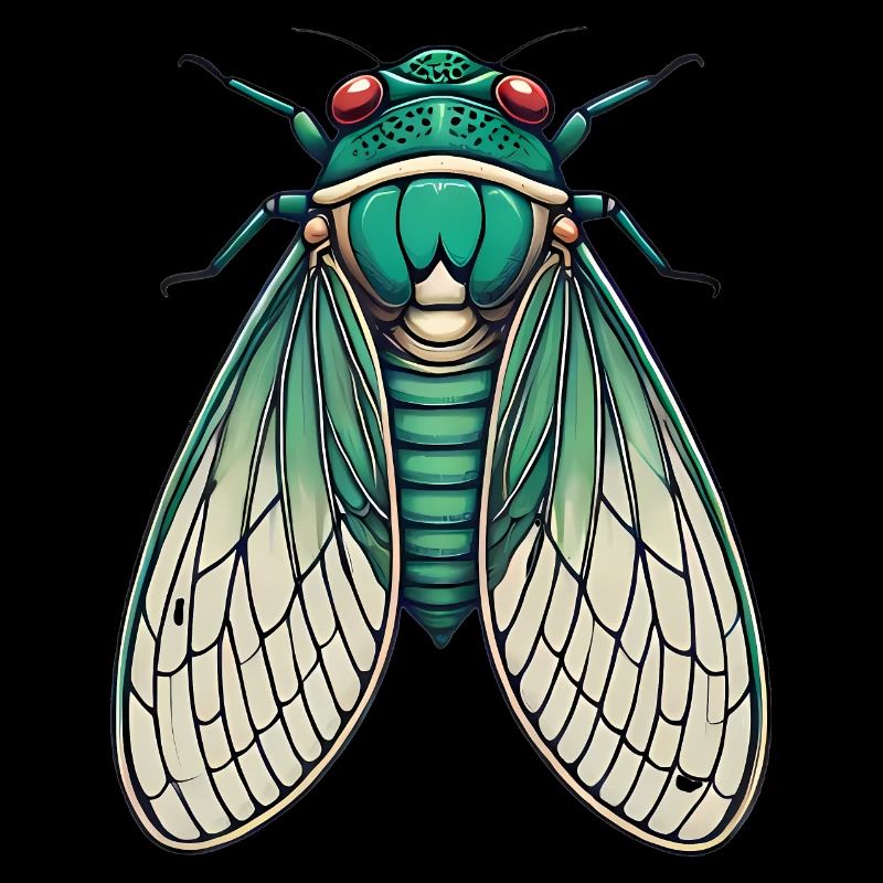 Illustration d’insecte cigale verte vintage