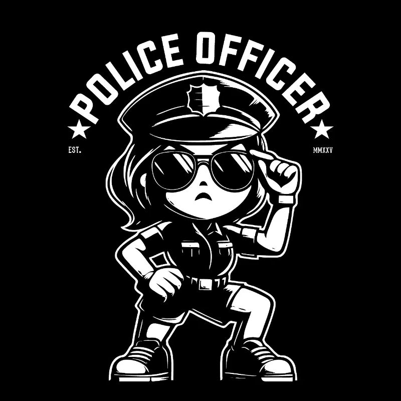 Funny Policewoman – Cool Comic Motif for Strong