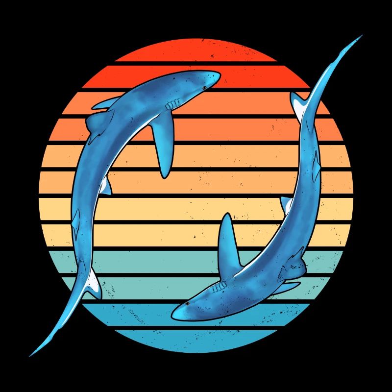 Blue Shark Retro Sunset