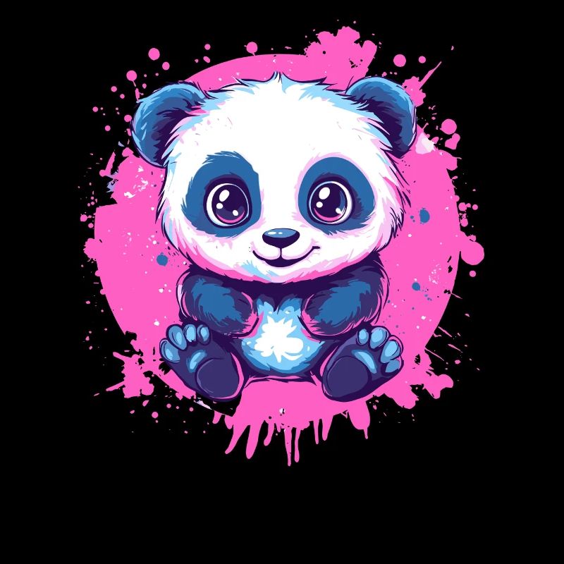 Cute panda on pink