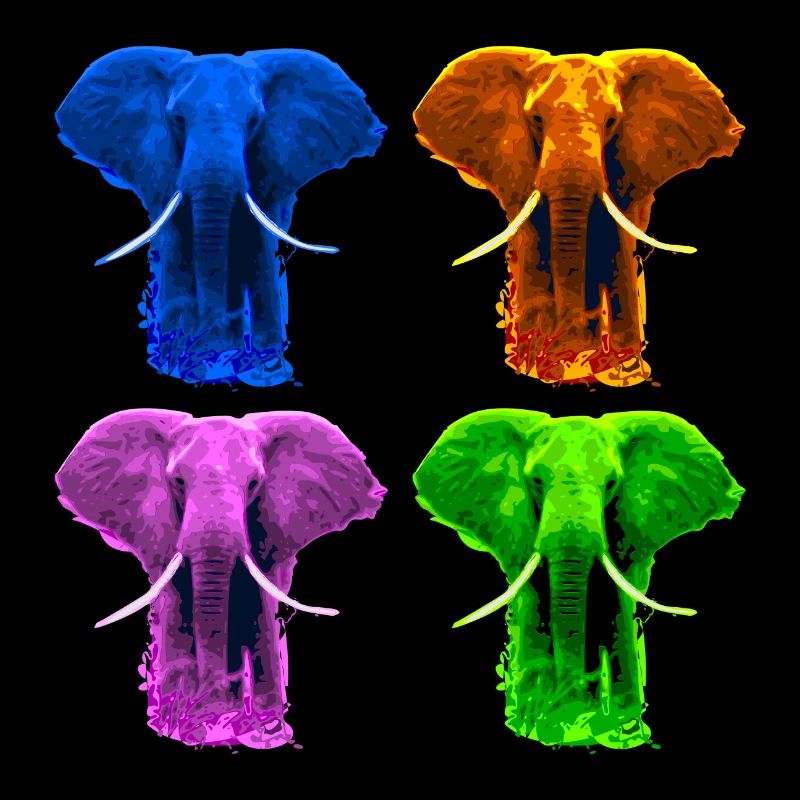 4 colorful elephants