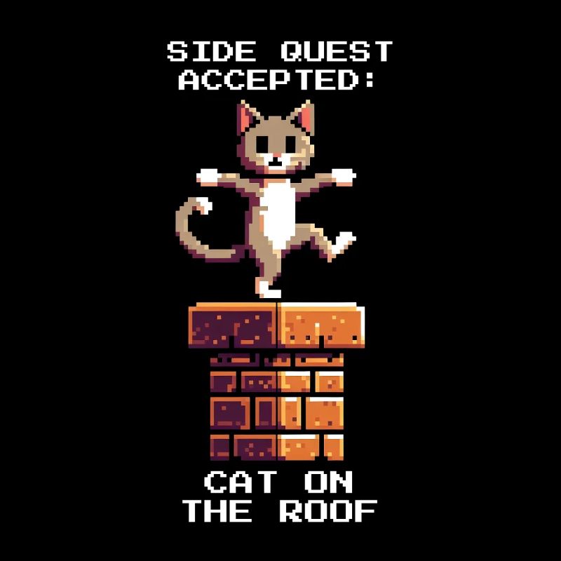 Ramoneur Chat Toit Côté Quest Rétro Pixel
